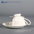 Unique shape cup and sauce , white color cafe cup and saucer,ceramic cup